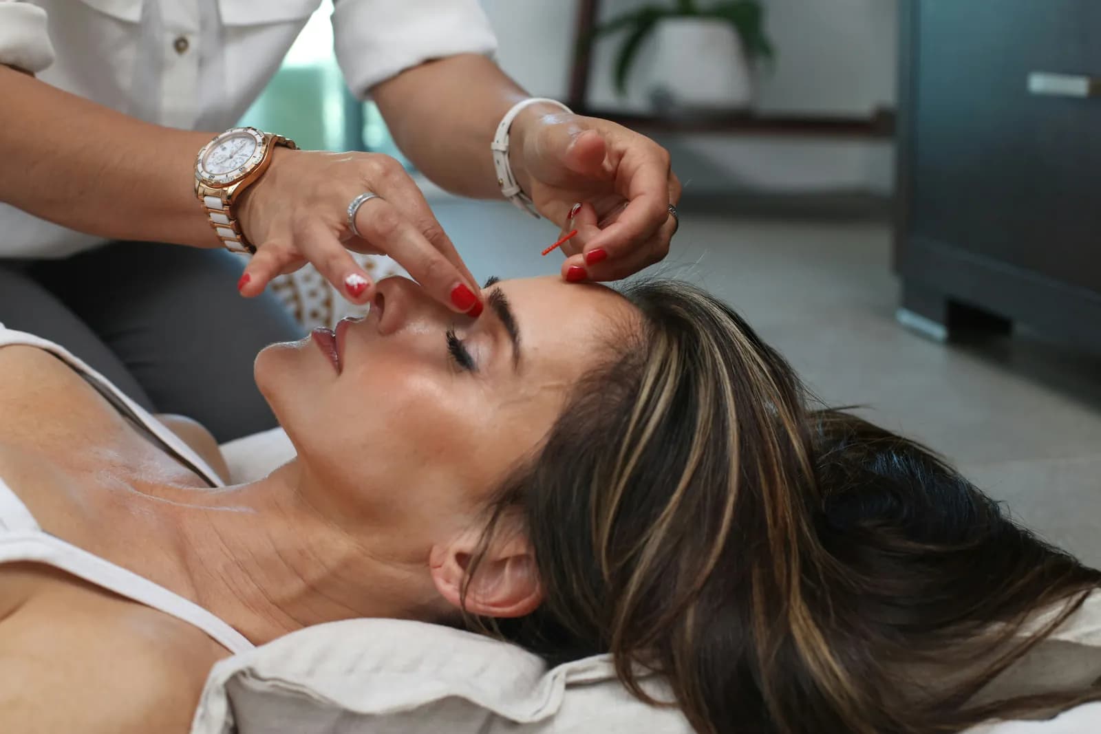 A dermatology facial treatment in a modern clinic