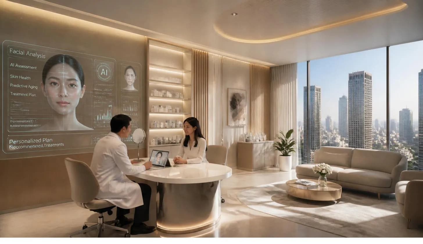 A luxury aesthetic clinic consultation supported by AI-driven analysis