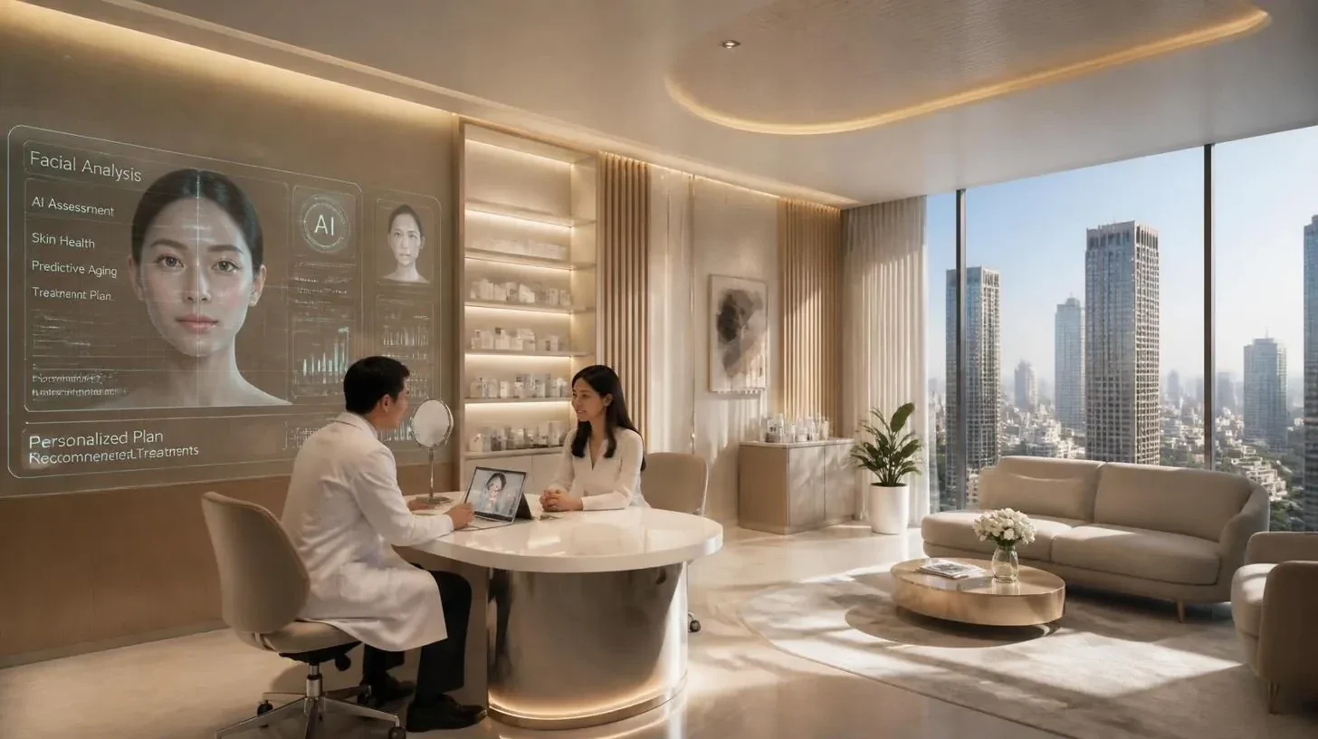 A luxury aesthetic clinic consultation supported by AI-driven analysis